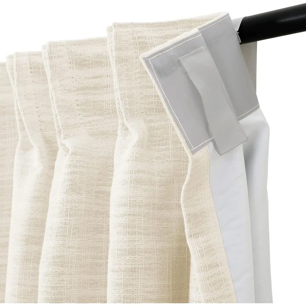 108 Inches Long Blackout Curtain for Bedroom Kids Room , Linen Blend Thermal Insulated Curtain 52Wx108L,1 Panel


