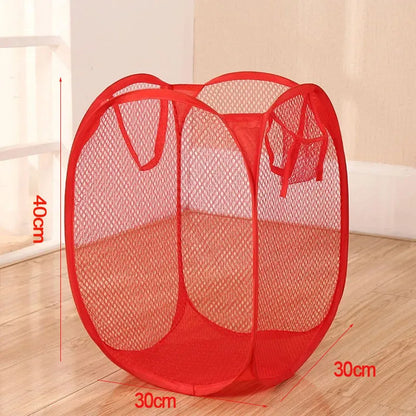 Collapsible Mesh Laundry Hamper Foldable Dirty Clothes Storage Basket Shower Room Bedroom Portable Business Travel Organizer