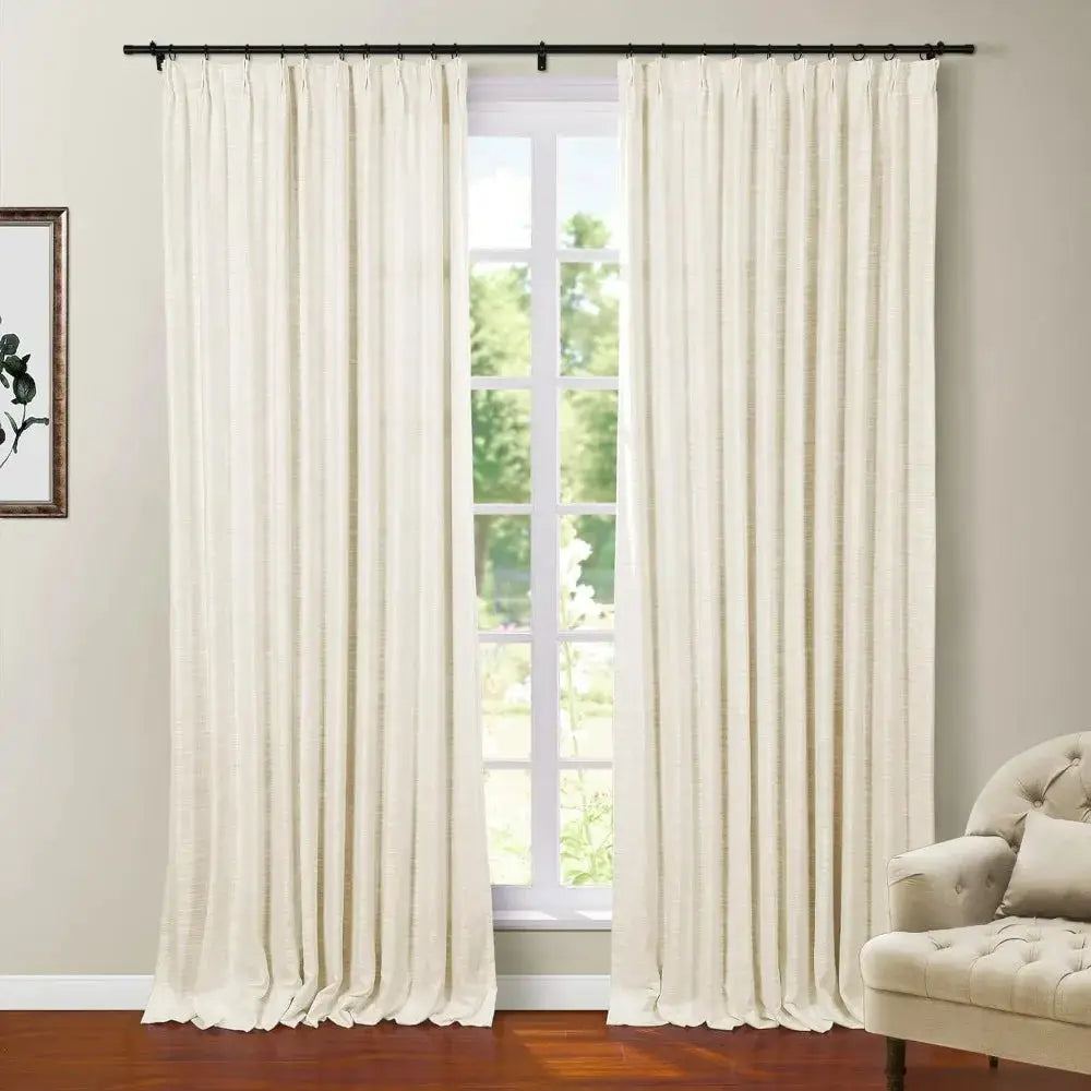 108 Inches Long Blackout Curtain for Bedroom Kids Room , Linen Blend Thermal Insulated Curtain 52Wx108L,1 Panel


