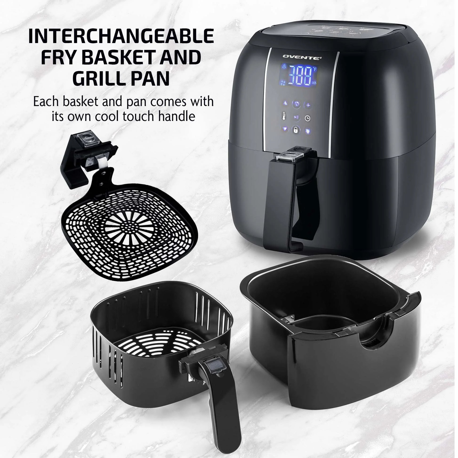 3.2 Quart Compact Air Fryer, Digital LED Touch Screen, Non-Stick Basket, New-Black FAD61302B