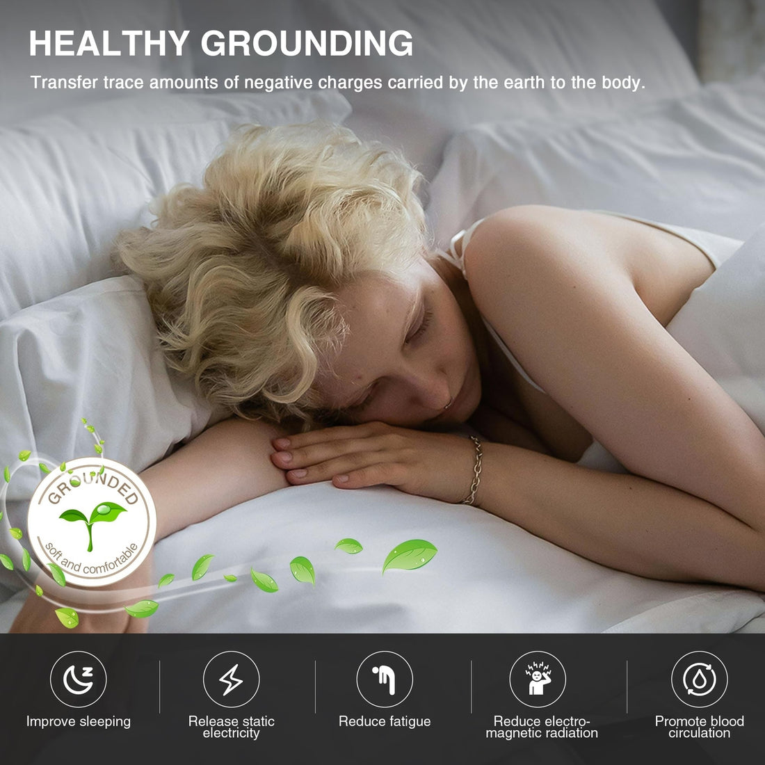 Grounding Mat for Bed, Grounding Pad for Sleep, Anti-Slip