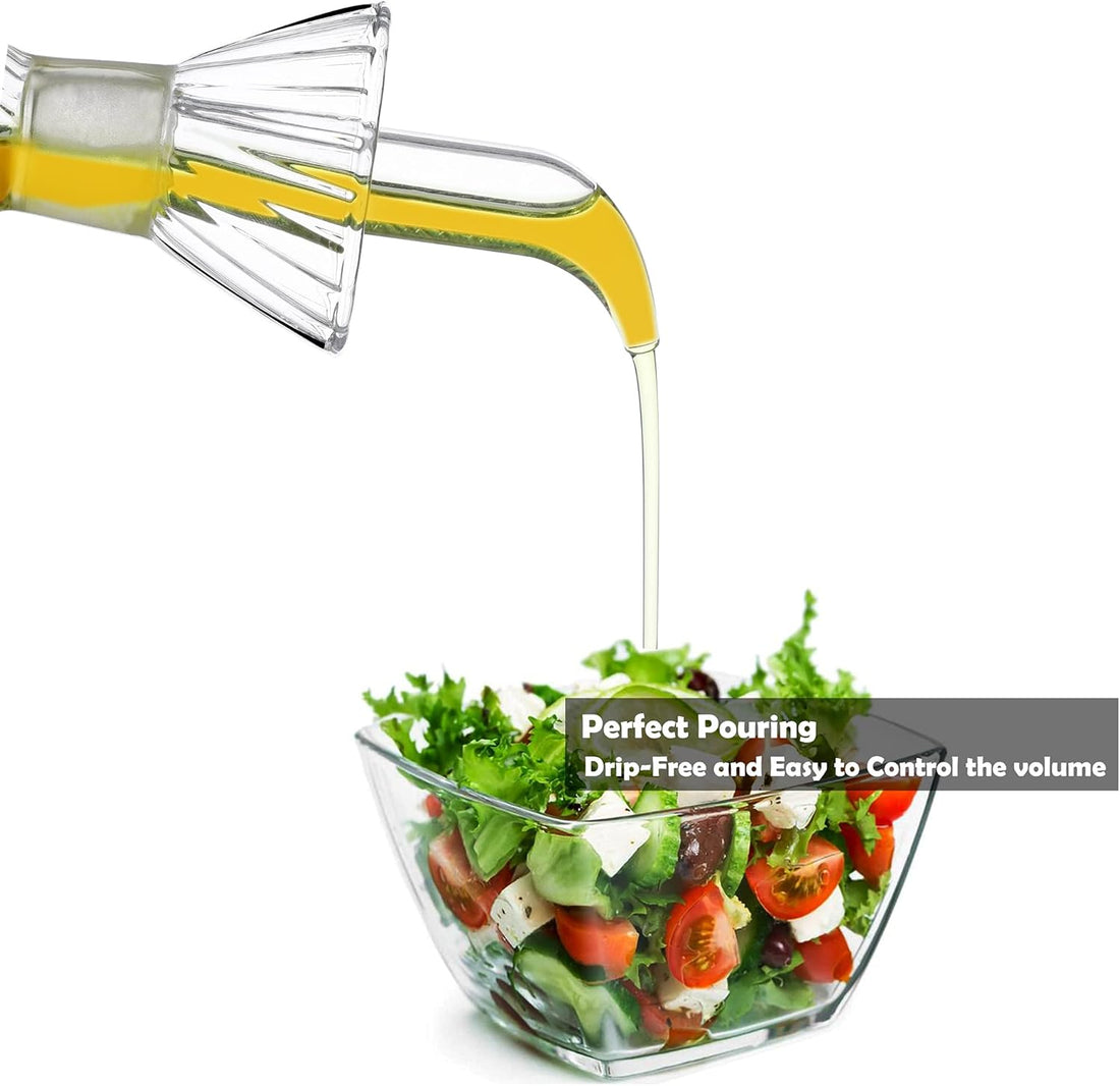 HAIZEEN 4 oz/125 ml Clear Glass Olive Oil Dispenser Bottle - Oil & Vinegar Cruet with Pourers 
