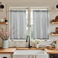 jinchan Linen Pinch Pleated Kitchen Curtains 24 Inch 2 Panels, Natural Linen Tier Curtains Back Tab Beige Farmhouse Cafe, Light Filtering Small Window Drapes for Bathroom Laundry Room Beige