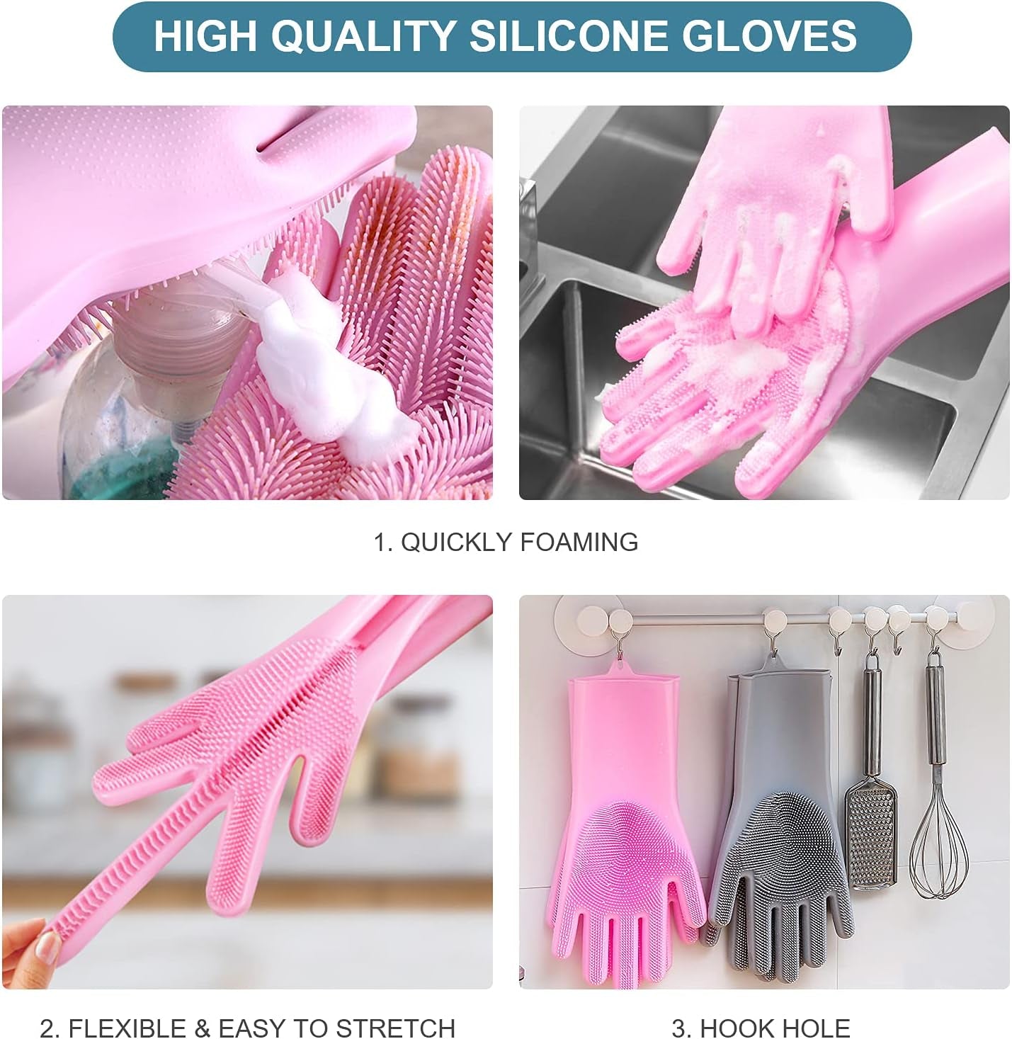 Angel Wings Magic Dish Washing Gloves with Scrubber, Silicone Reusable Cleaning Gloves, Heat-proof Household Scrubber Gloves
