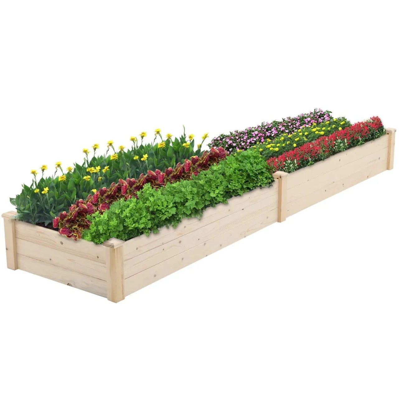 Raised Garden Bed Divisible Wooden Planter Box Outdoor Patio Elevated Garden Box Kit To Grow Flower Fruits