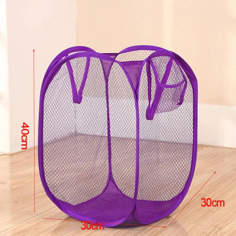 Collapsible Mesh Laundry Hamper Foldable Dirty Clothes Storage Basket Shower Room Bedroom Portable Business Travel Organizer