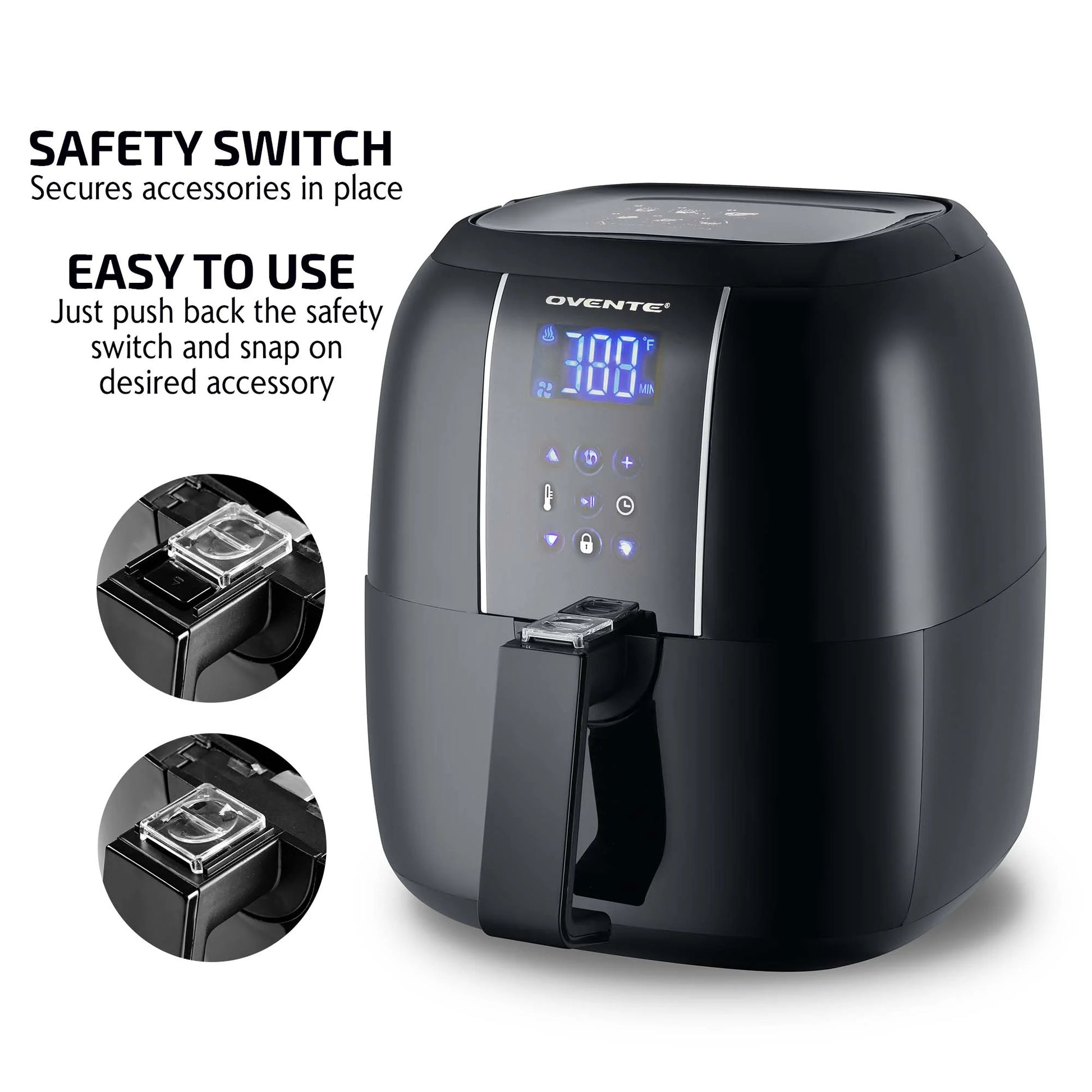 3.2 Quart Compact Air Fryer, Digital LED Touch Screen, Non-Stick Basket, New-Black FAD61302B
