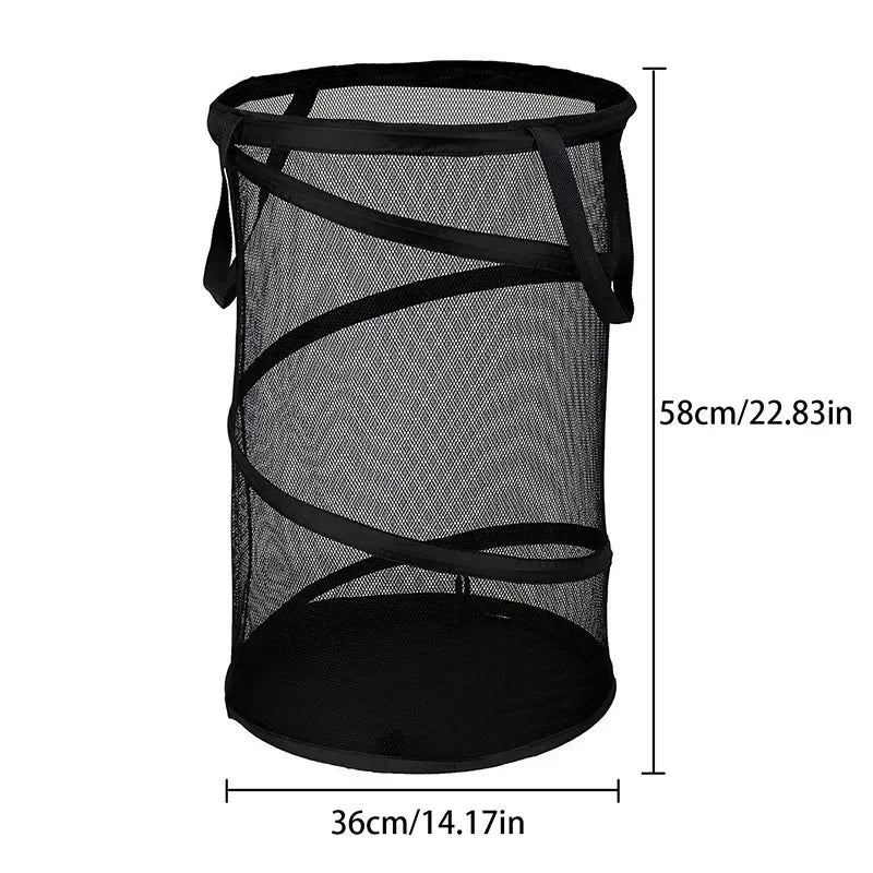 Folding Dirty Laundry Sorting Basket Large Mesh Yarn Storage Bag Frame Bucket Laundry Organizers Storage Pouch Storage Organizer