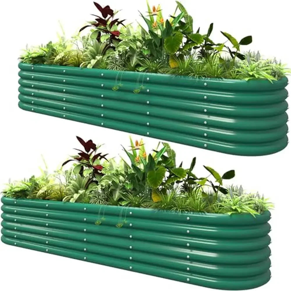 Modular Aluzinc Steel Raised Garden Bed Kit 17" Tall 12-in-1 Planter Box Flowers Herbs Vegetables Eco-Friendly Easy Assembly