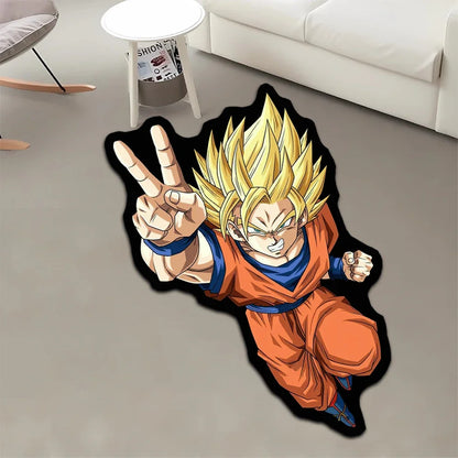 Irregular Area Rugs Anime Dragon Ball Blue Goku Customize Rug Optical Illusions Printed Carpet for Home Decor