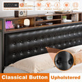 EnHomee King Size Bed Frame with 4 Storage Drawers King Bed Frame and Headboard Upholstered Charging Station,No Noise,No Box Spring Needed,Vintage Brown