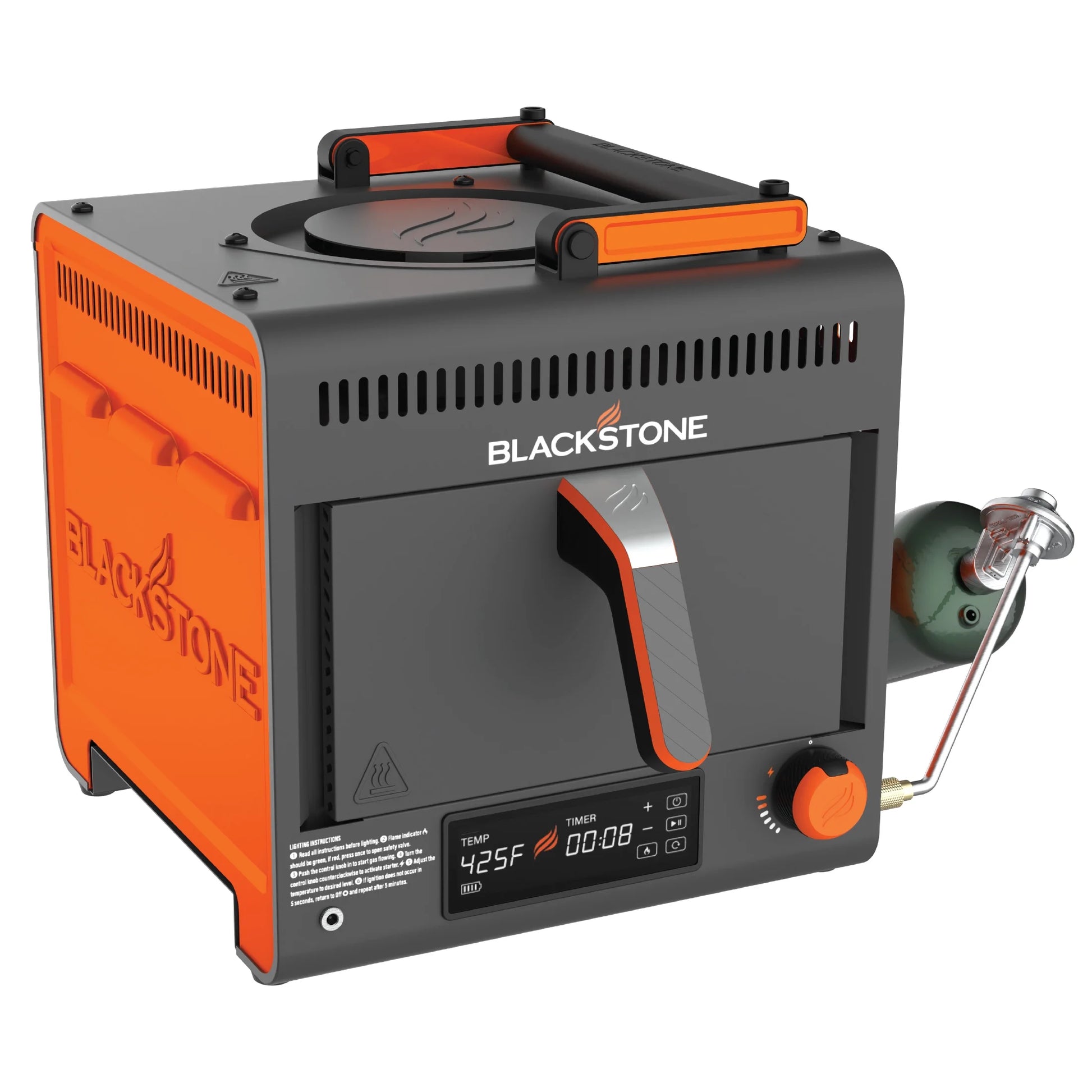 Adventure Ready Portable Propane Air Fryer, 4 Quart, Gray & Orange, 18W, 3Ft Cord