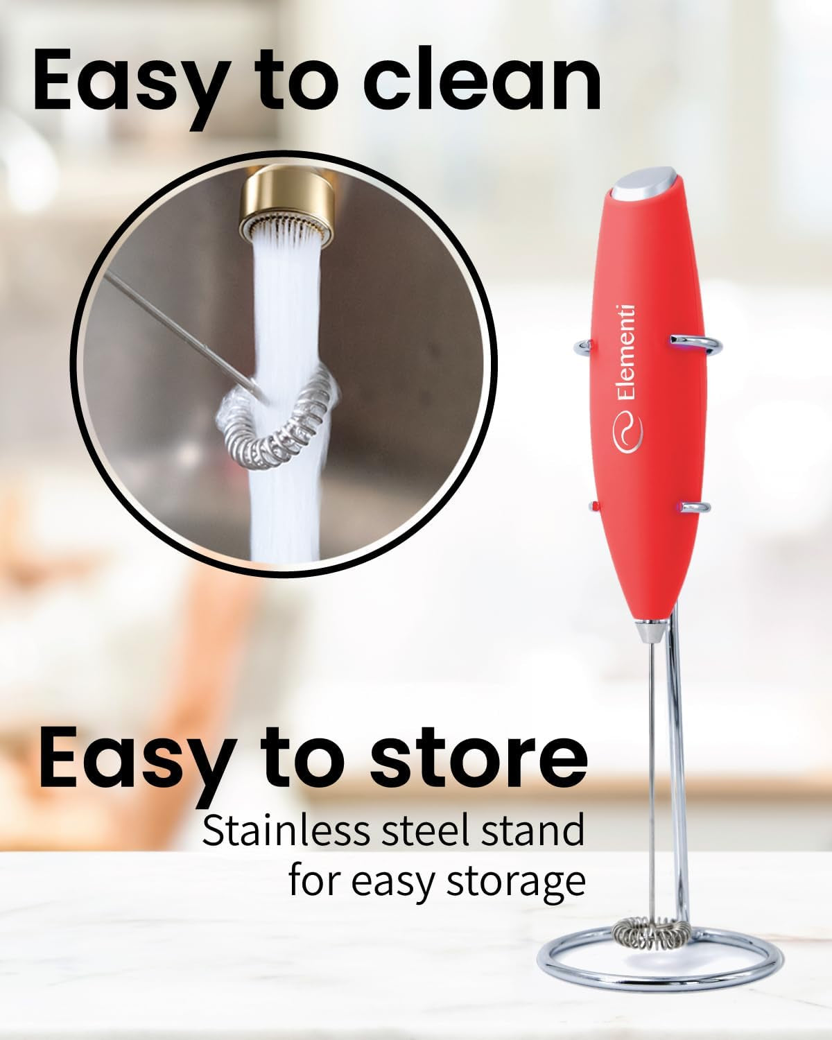 Elementi Electric Milk Frother Handheld