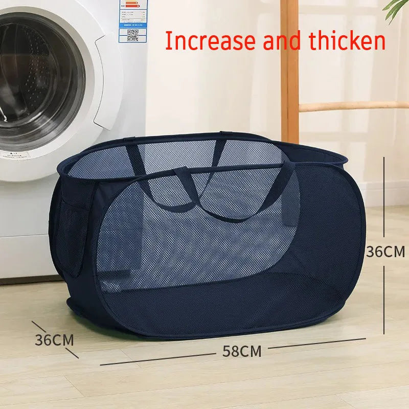 Collapsible Mesh Laundry Hamper Foldable Dirty Clothes Storage Basket Shower Room Bedroom Portable Business Travel Organizer