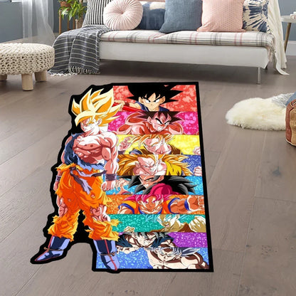 Irregular Area Rugs Anime Dragon Ball Z Goku Different Forms Custom Rug Handmade Carpet Area Rug for Home Decor