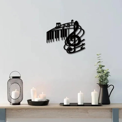 Metal Wall Art Music Notes Decor Musical Note Wall Hanging Plaques Ornament Iron Wall Art Sculpture Sign for Indoor Outdoor Home