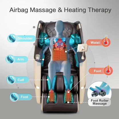 Zero Gravity Massage Chair, APP, Touch Screen, Foot Rollers, Airbags, Bluetooth, Body Scan, Thai Stretch, Shiatu Massage Chair