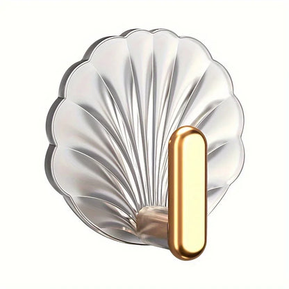 4pcs Shell gold-plated hook, no punching, home kitchen bath multifunctional door back adhesive hook