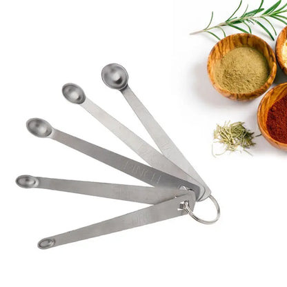 5pcs/set Stainless Steel Mini Measuring Spoon Durable Home Sauce Cutlery Accesso