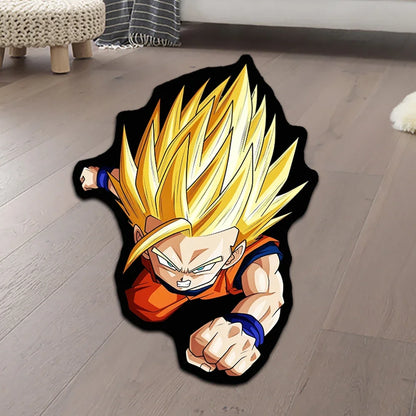 Irregular Area Rugs Anime Dragon Ball Blue Goku Customize Rug Optical Illusions Printed Carpet for Home Decor