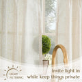 jinchan Linen Pinch Pleated Kitchen Curtains 24 Inch 2 Panels, Natural Linen Tier Curtains Back Tab Beige Farmhouse Cafe, Light Filtering Small Window Drapes for Bathroom Laundry Room Beige
