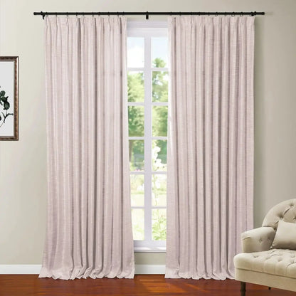 108 Inches Long Blackout Curtain for Bedroom Kids Room , Linen Blend Thermal Insulated Curtain  52Wx108L,1 Panel