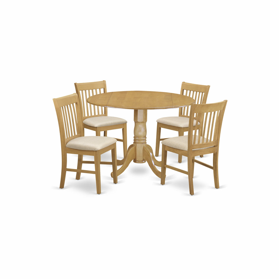 DLNO5-OAK-C 5 Pc Small Kitchen Table Set-Round Kitchen Table and 4 Dining Chairs.