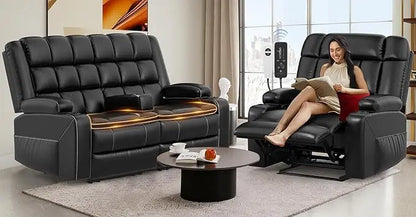 Electric sofa Oversized Recliner Chair with Massage & Heat, Extra Large Seat Breathable Faux Leather Manual Recliners