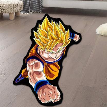 Irregular Area Rugs Anime Dragon Ball Blue Goku Customize Rug Optical Illusions Printed Carpet for Home Decor