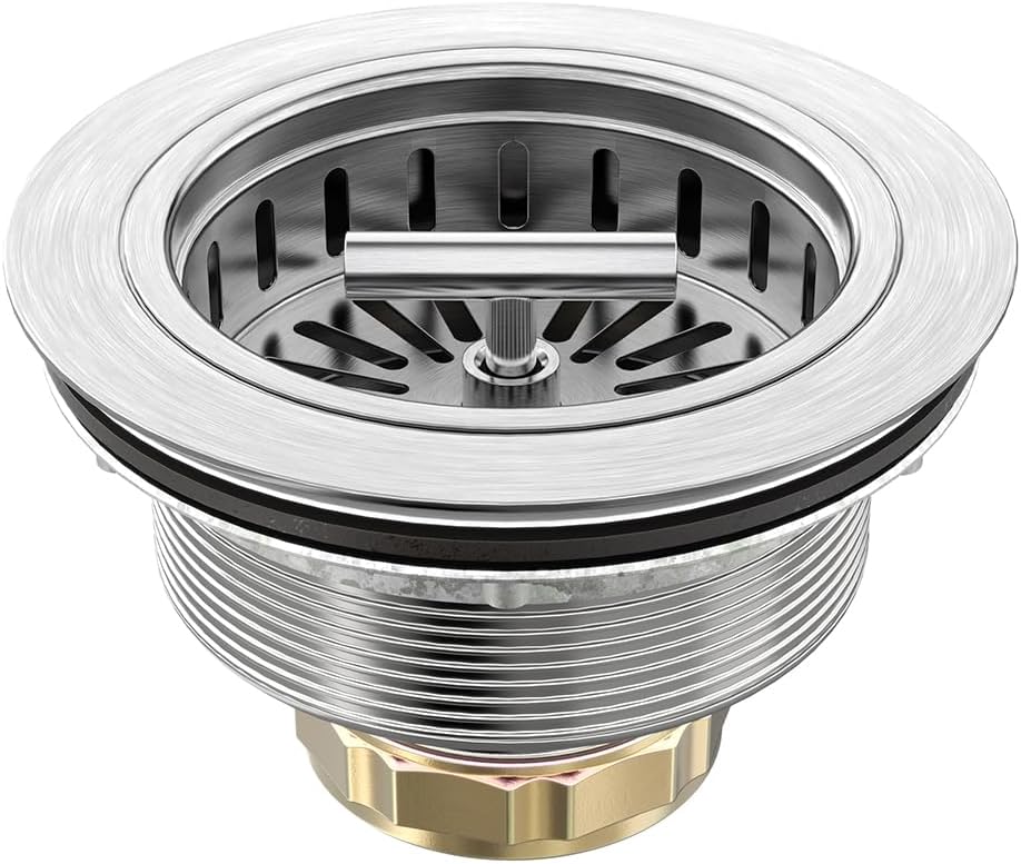 KONE Black Kitchen Sink Drain Matte Black Sink Strainer 3-1/2 Inch Drain Assembly Kit 