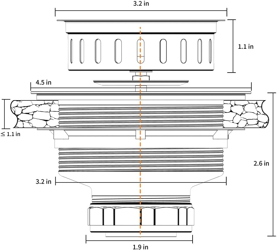 KONE Black Kitchen Sink Drain Matte Black Sink Strainer 3-1/2 Inch Drain Assembly Kit 