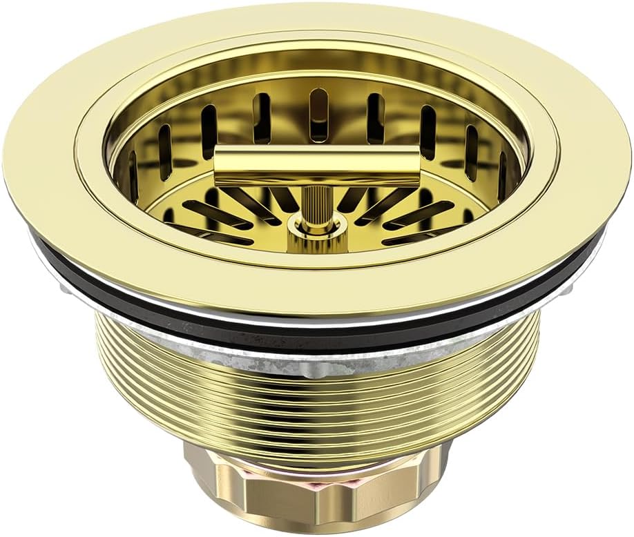 KONE Black Kitchen Sink Drain Matte Black Sink Strainer 3-1/2 Inch Drain Assembly Kit 