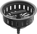 KONE Black Kitchen Sink Drain Matte Black Sink Strainer 3-1/2 Inch Drain Assembly Kit 