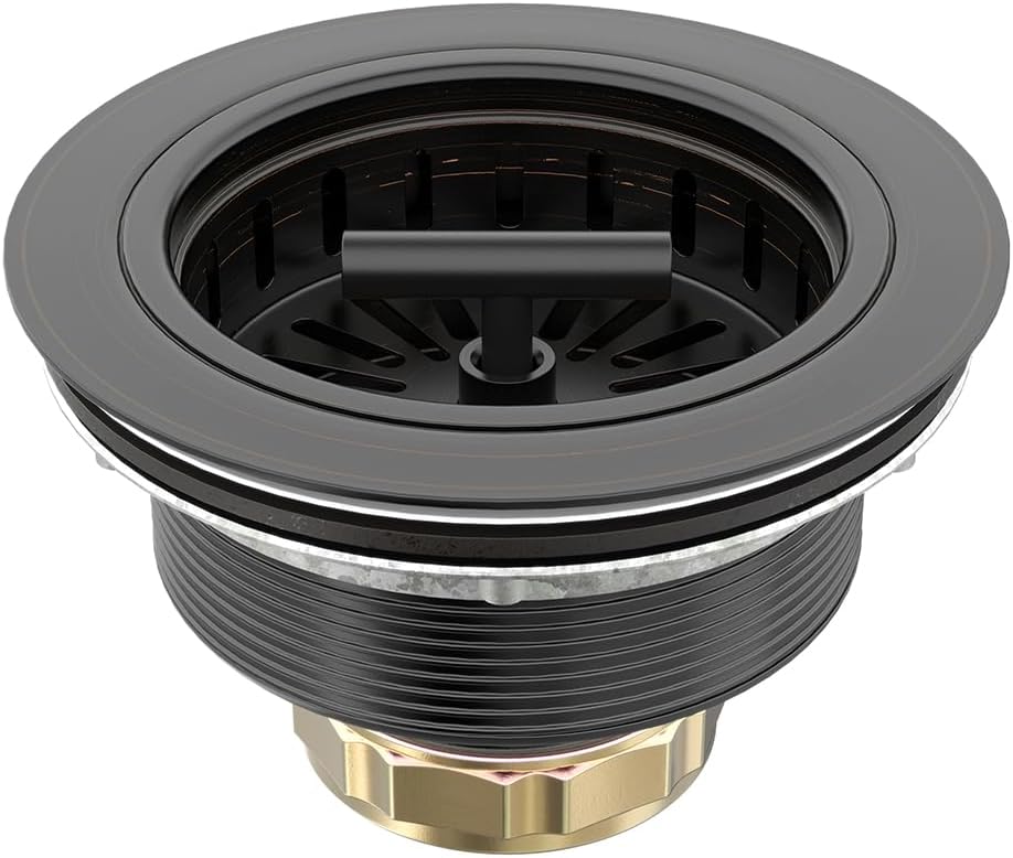 KONE Black Kitchen Sink Drain Matte Black Sink Strainer 3-1/2 Inch Drain Assembly Kit 