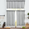 jinchan Linen Pinch Pleated Kitchen Curtains 24 Inch 2 Panels, Natural Linen Tier Curtains Back Tab Beige Farmhouse Cafe, Light Filtering Small Window Drapes for Bathroom Laundry Room Beige
