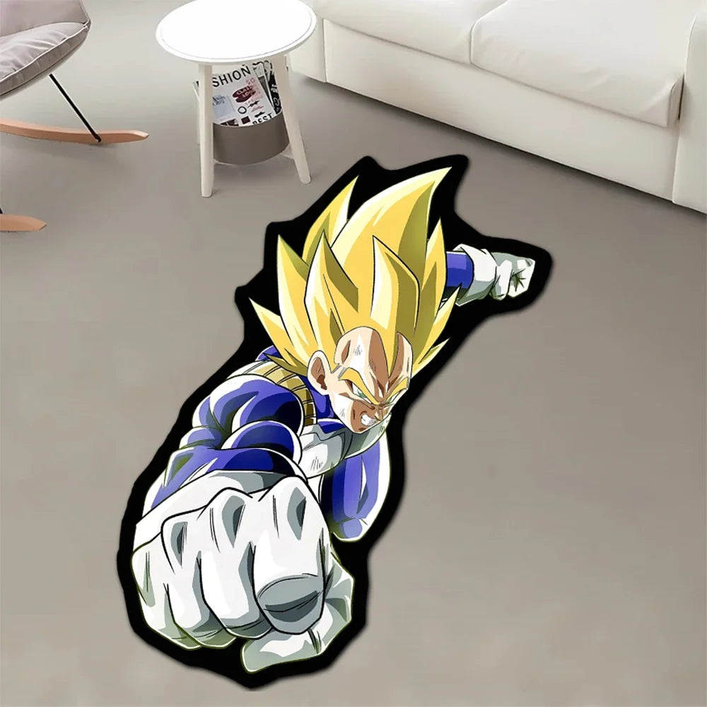 Irregular Area Rugs Anime Dragon Ball Blue Goku Customize Rug Optical Illusions Printed Carpet for Home Decor