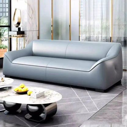 Turkish Rattan Stone Couch Sectional Office Sofa Single in sleek gray leather. A luxurious and modern addition to any living room or office space.