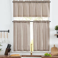 jinchan Linen Pinch Pleated Kitchen Curtains 24 Inch 2 Panels, Natural Linen Tier Curtains Back Tab Beige Farmhouse Cafe, Light Filtering Small Window Drapes for Bathroom Laundry Room Beige
