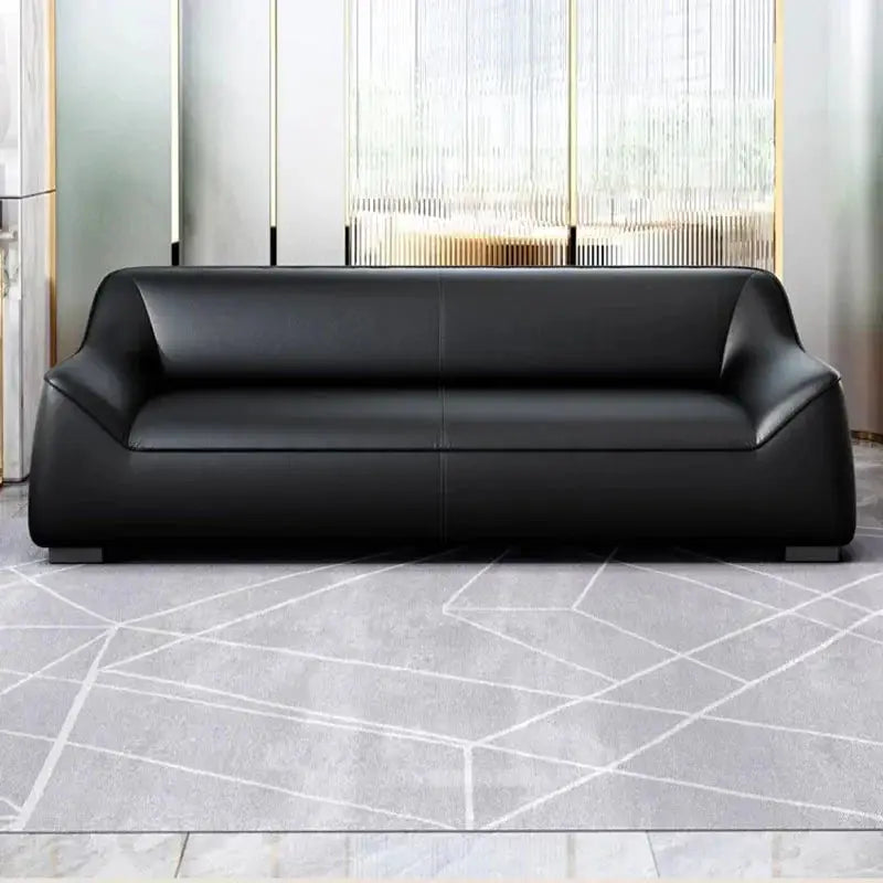 Turkish Rattan Stone Couch Sectional Office Sofa Single in sleek gray leather. A luxurious and modern addition to any living room or office space.