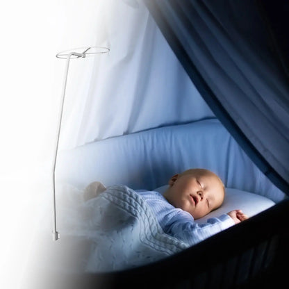 Mosquito net bracket crib for baby holder, designed for securing netting over a bassinet. Durable steel construction ensures long-lasting use.