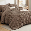 Bedsure Queen Comforter Set Grey - Bed in a Bag Queen Size 7 Pieces, GentleSoft™ Pintuck Bed Set Gift for Family, Pinch Pleat Grey Comforter with Sheets, Pillowcases & Shams