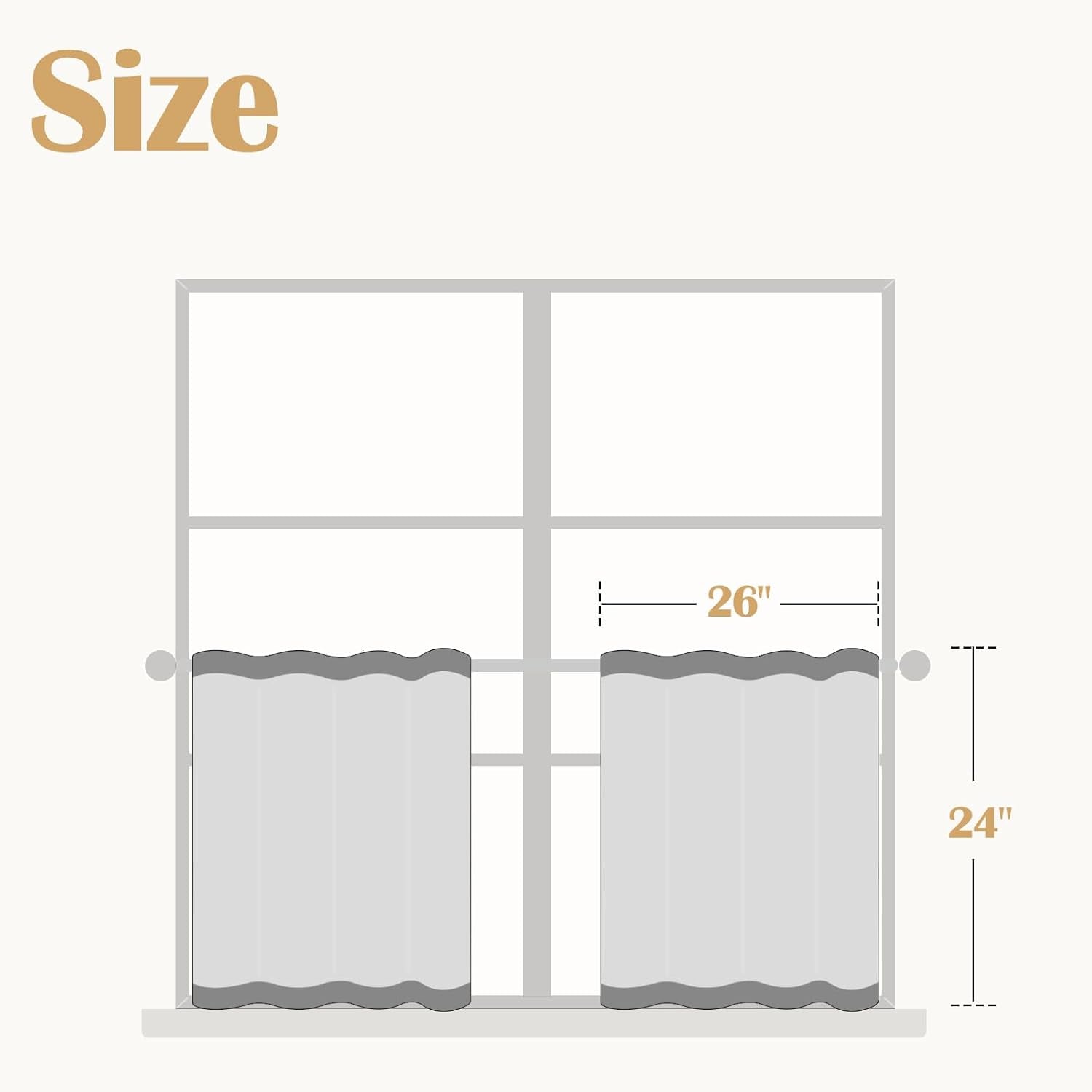 jinchan Linen Pinch Pleated Kitchen Curtains 24 Inch 2 Panels, Natural Linen Tier Curtains Back Tab Beige Farmhouse Cafe, Light Filtering Small Window Drapes for Bathroom Laundry Room Beige