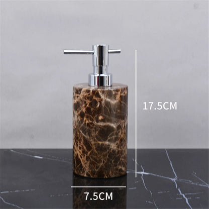 Brown Onyx Natural Marble Bathroom Accessories Luxury Marble Soap Dispenser Toothbrush Holder Soap Dish Tray Set for Bathroom