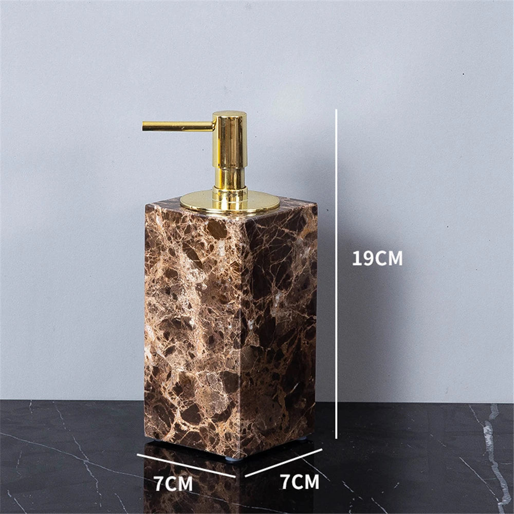 Brown Onyx Natural Marble Bathroom Accessories Luxury Marble Soap Dispenser Toothbrush Holder Soap Dish Tray Set for Bathroom