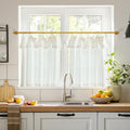 jinchan Linen Pinch Pleated Kitchen Curtains 24 Inch 2 Panels, Natural Linen Tier Curtains Back Tab Beige Farmhouse Cafe, Light Filtering Small Window Drapes for Bathroom Laundry Room Beige