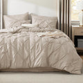 Bedsure Queen Comforter Set Grey - Bed in a Bag Queen Size 7 Pieces, GentleSoft™ Pintuck Bed Set Gift for Family, Pinch Pleat Grey Comforter with Sheets, Pillowcases & Shams