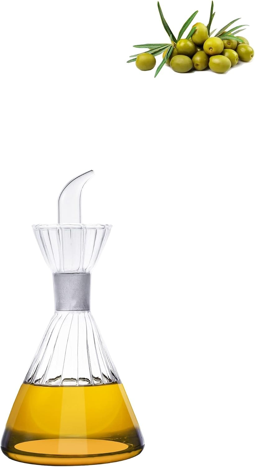 HAIZEEN 4 oz/125 ml Clear Glass Olive Oil Dispenser Bottle - Oil & Vinegar Cruet with Pourers 