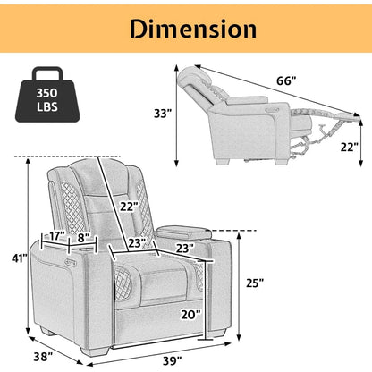 Home Theater Seating Seats, Game Movie Dual Motor Recliner Chairs with USB & Type-C,with Electric Headrest, Ambient Lighting