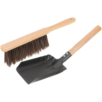 Fireplace Cleaning Set Pan Charcoal Chimney Starter Hand Broom Dustpan Firewood Rack