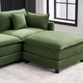 144'' U Shaped Modular Sectional Sofa in green upholstery with storage console, cupholders, and USB port. Features plush cushions for maximum comfort.